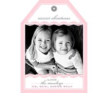 Diamond Holiday Christmas Photo Hangtag Card - Pink and Gray